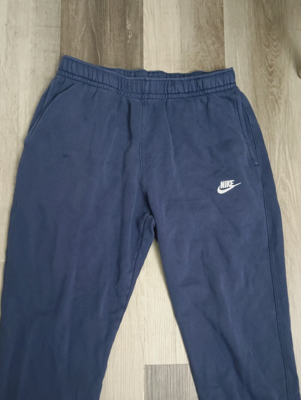 Nike Men's Size Large Faded Dark Blue Sweatpants with White Logo